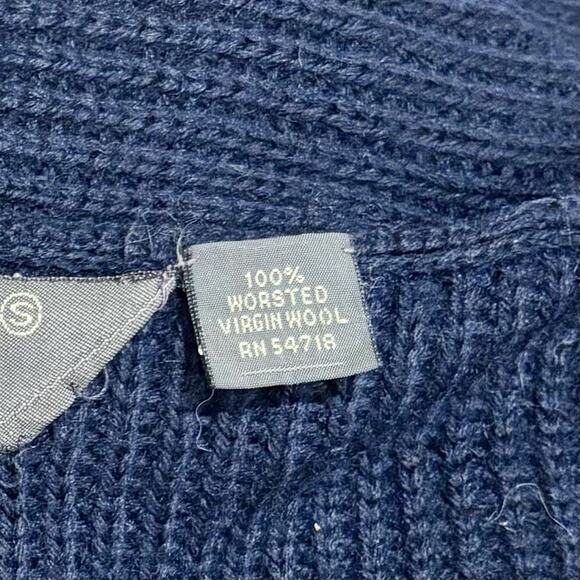 Vintage Calvin Klein Navy 100% Virgin Wool Chunky Open Front Cardigan Size S / M - Picture 5 of 6